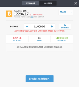 Bitcoin bei eToro Kaufen - Trade eröffnen